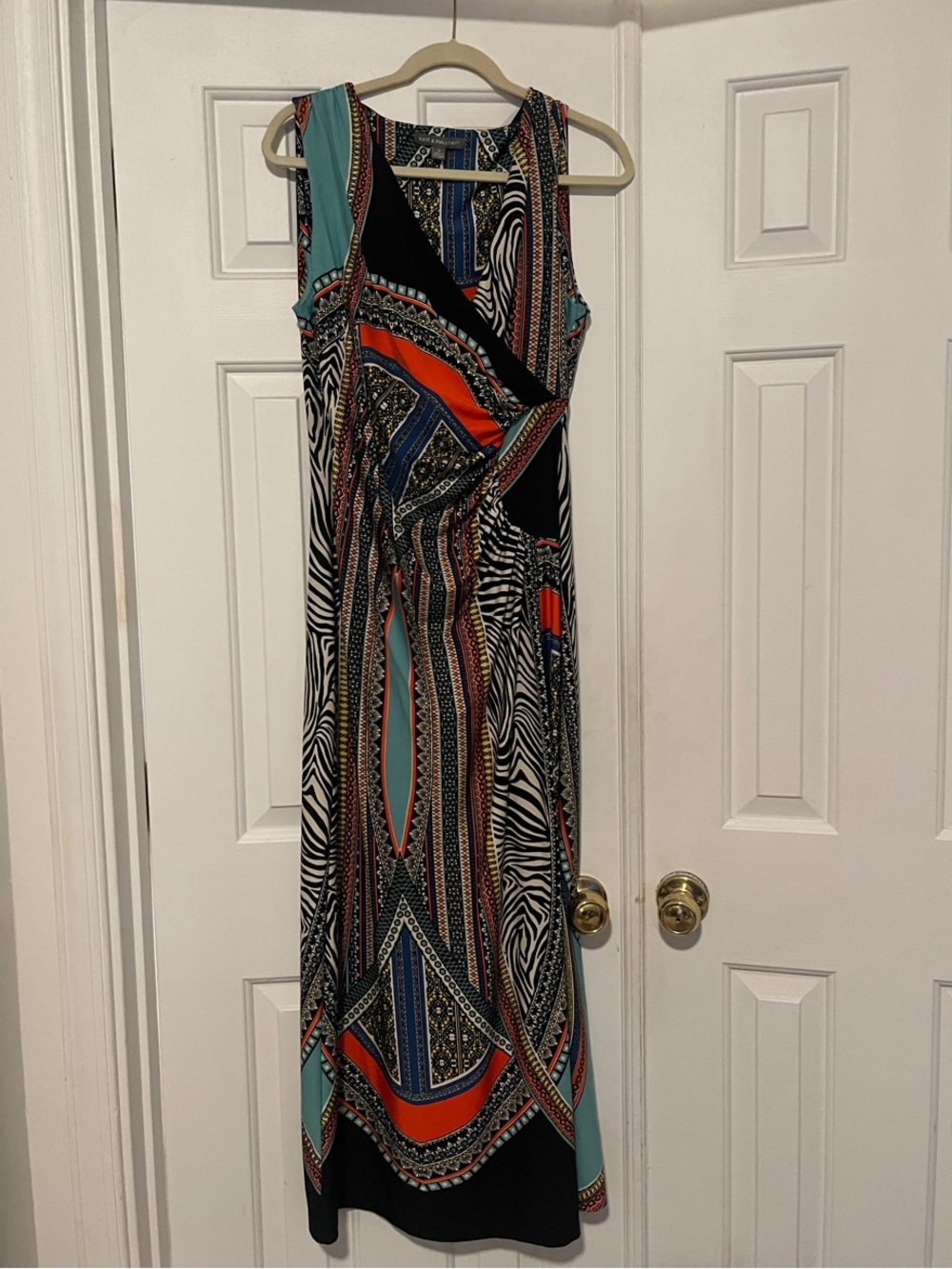 Kate & Mallory Sleeveless Maxi Dress - Black, Teal & Orange
